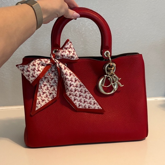 Stunning Red Dior Medium Satchel with CLUTCH AND Crossbody Strap EUC! 🤩🤩🤩 - Picture 1 of 16